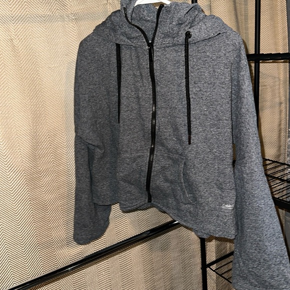 Cropped Calvin Klein performance zip up hoodie size small gray - Picture 1 of 5